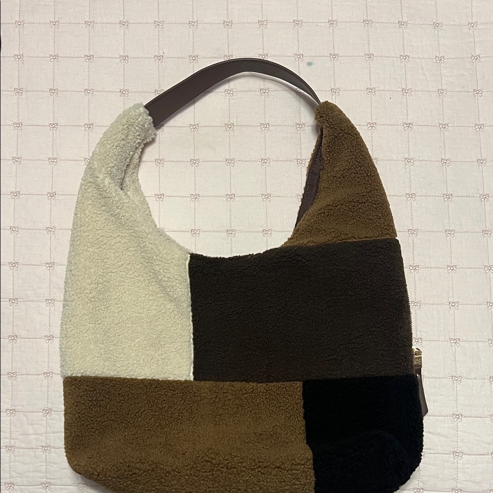Steve Madden Brown and Cream Patchwork Hobo Bag - Picture 2 of 4